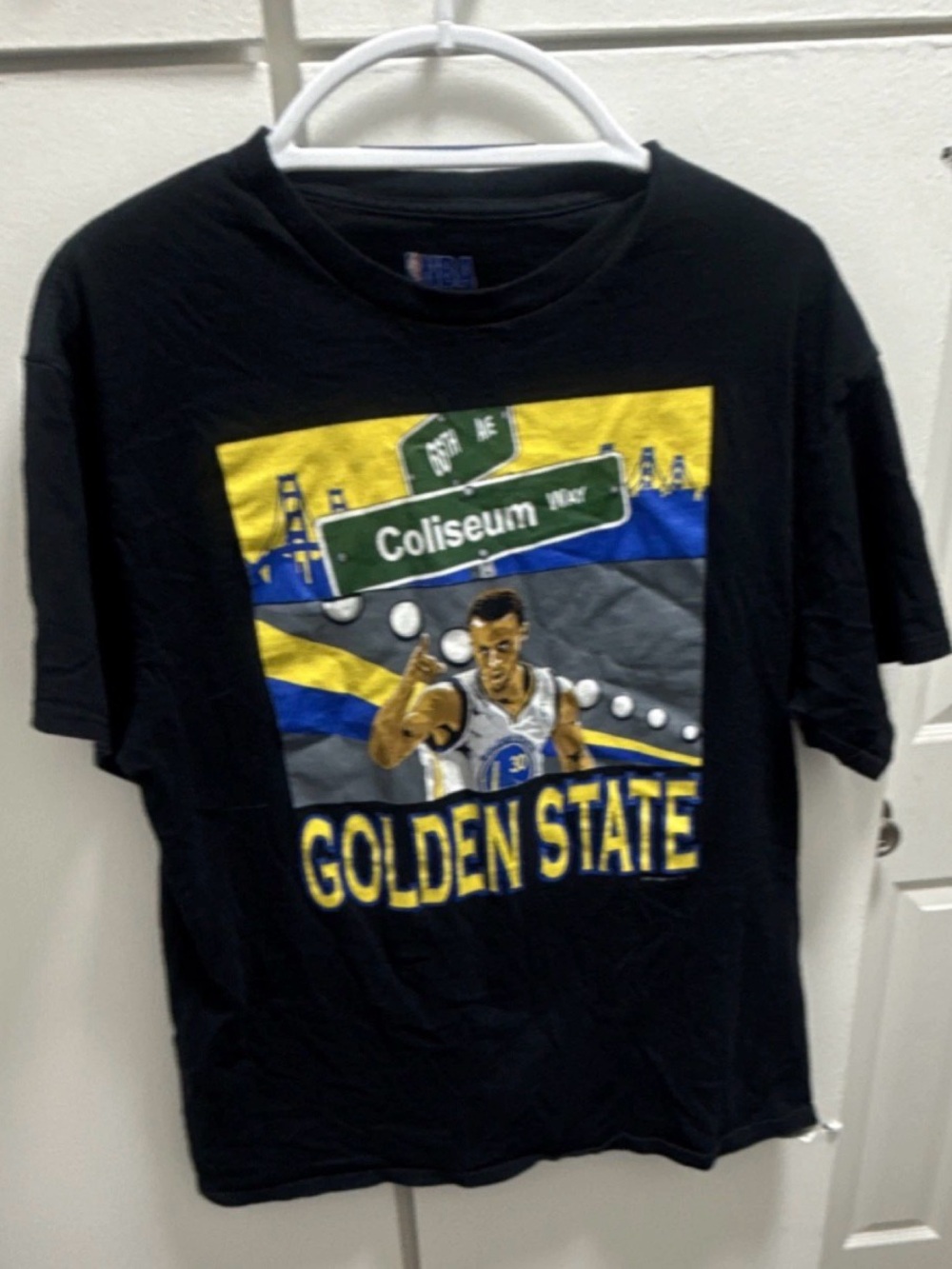 NBA Golden State Graphic Tee - Black with Yellow & Blue Print